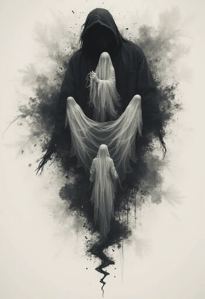30 Ghost Tattoo Meanings and Designs with Spooky Style - 28. Shadows of the Soul