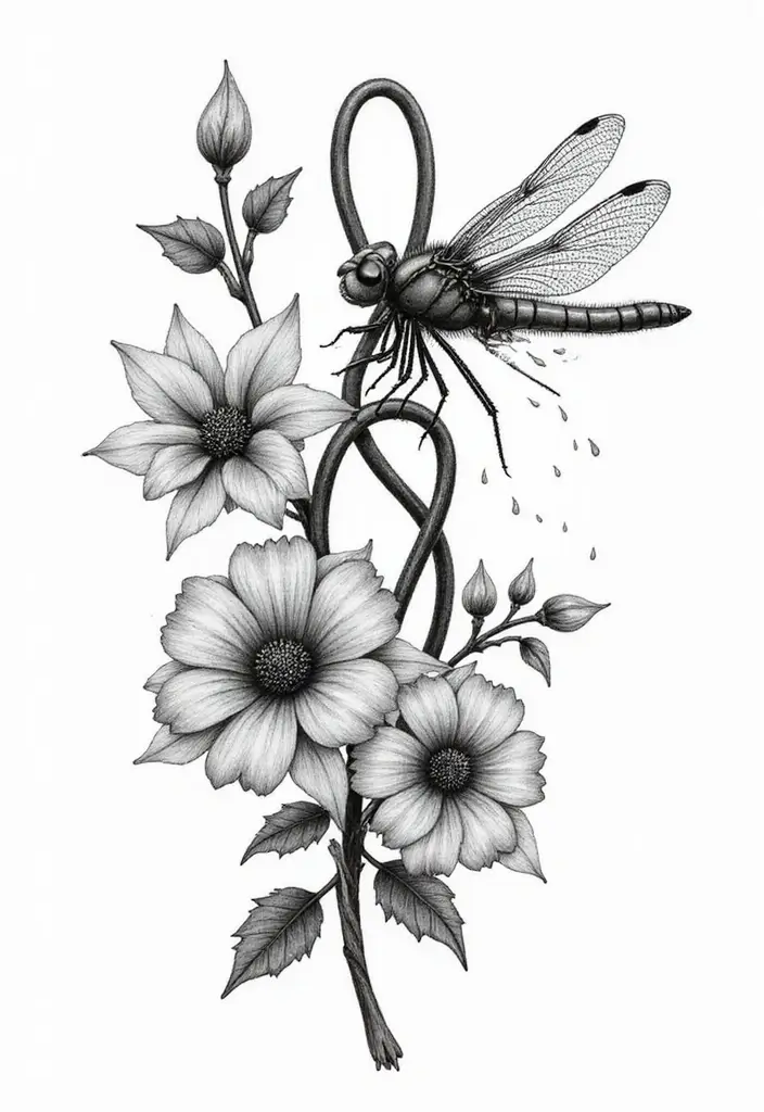 30 Infinity Dragonfly Tattoo Designs with Meaning - 28. Nature’s Harmony Dragonfly