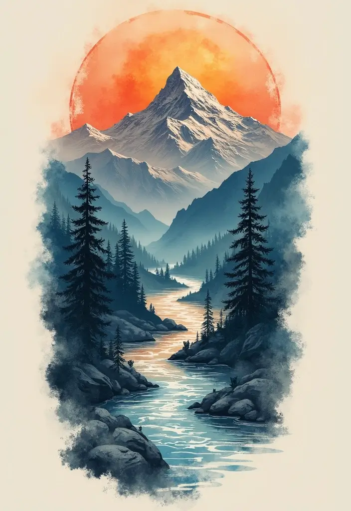 30 Japanese Sleeve Tattoo Designs for Bold Ink Lovers - 28. Artistic Landscapes