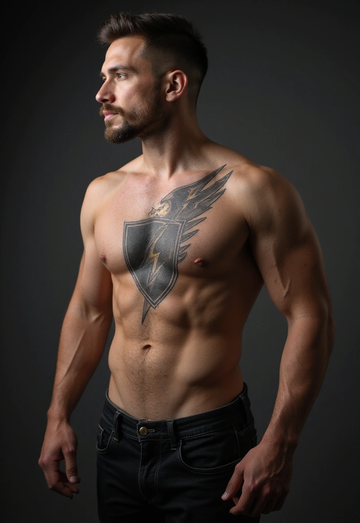 30 Lightning Tattoos for Men That Electrify Style - 28. Lightning and Shield
