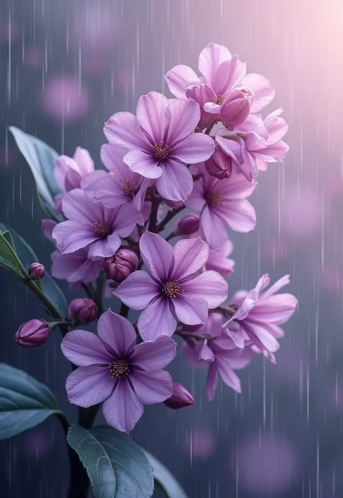 30 Lilac Flower Tattoo Designs with Gentle Symbolism - 28. Lilac and Rain