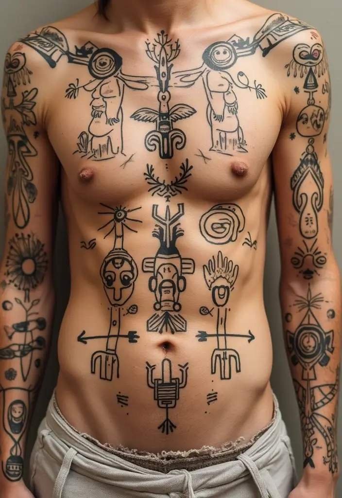 30 Masculine Tribal Tattoos Full of Power and Legacy - 28. The Indigenous Symbol