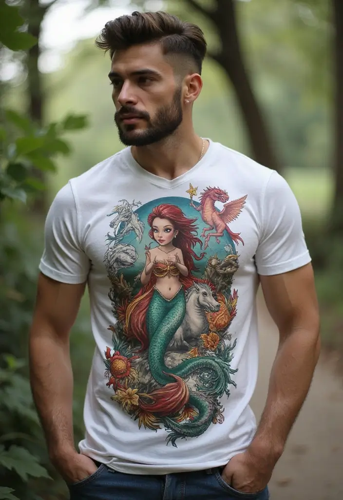 30 Creative Mermaid Tattoos for Men with Ocean Spirit - 28. Mythical Creatures Ensemble