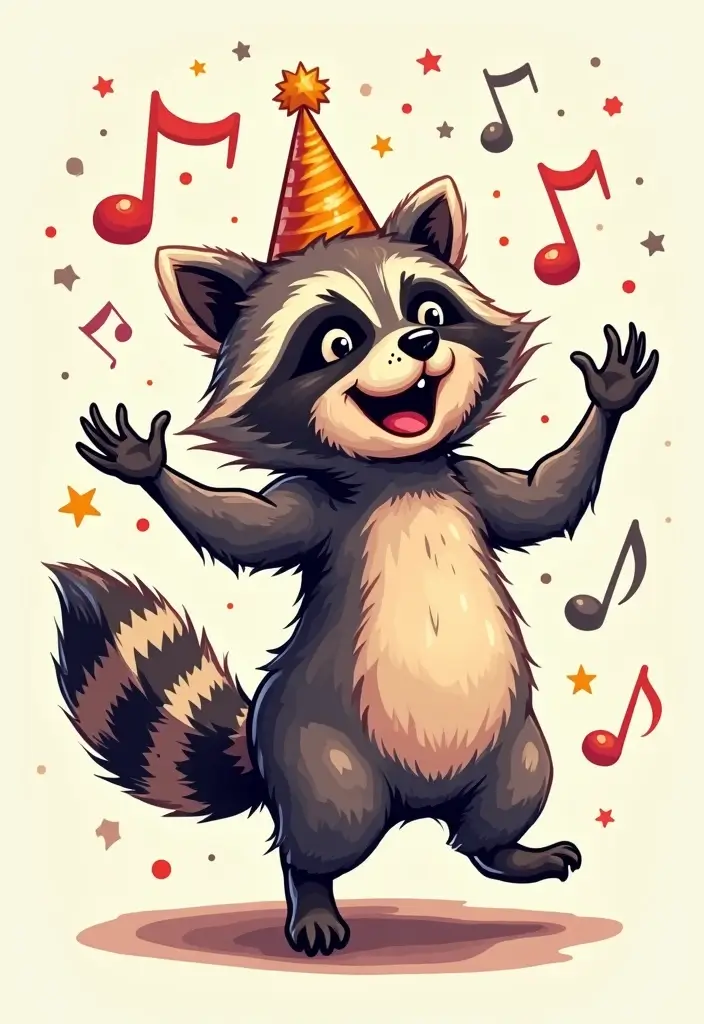 30 Raccoon Tattoo Designs with Clever and Playful Meanings - 28. The Vibrant Dancer