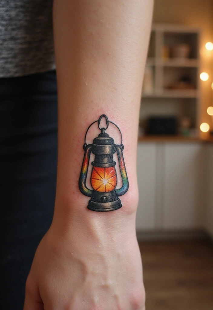 30 Rainbow Tattoo Ideas Full of Color and Meaning - 28. Rainbow Lantern Tattoo