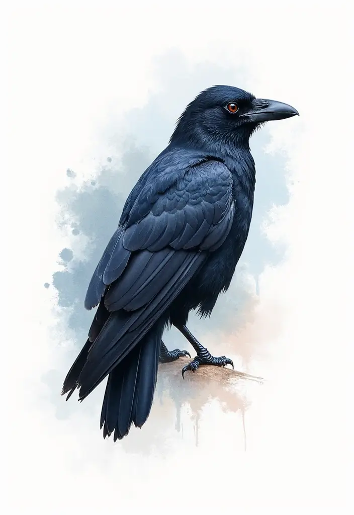 30 Raven Tattoo Shoulder Designs That Look Powerful - 28. Watercolor Raven