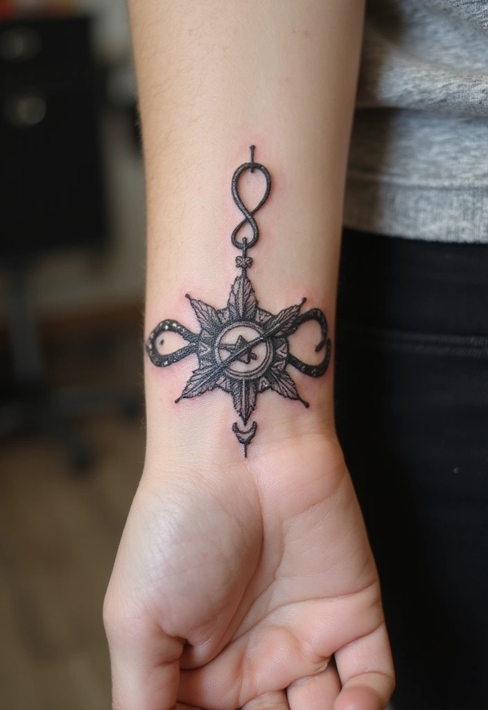 30 September Birth Flower Tattoo Ideas with Meaning - 28. Aster with a Symbolic Infinity