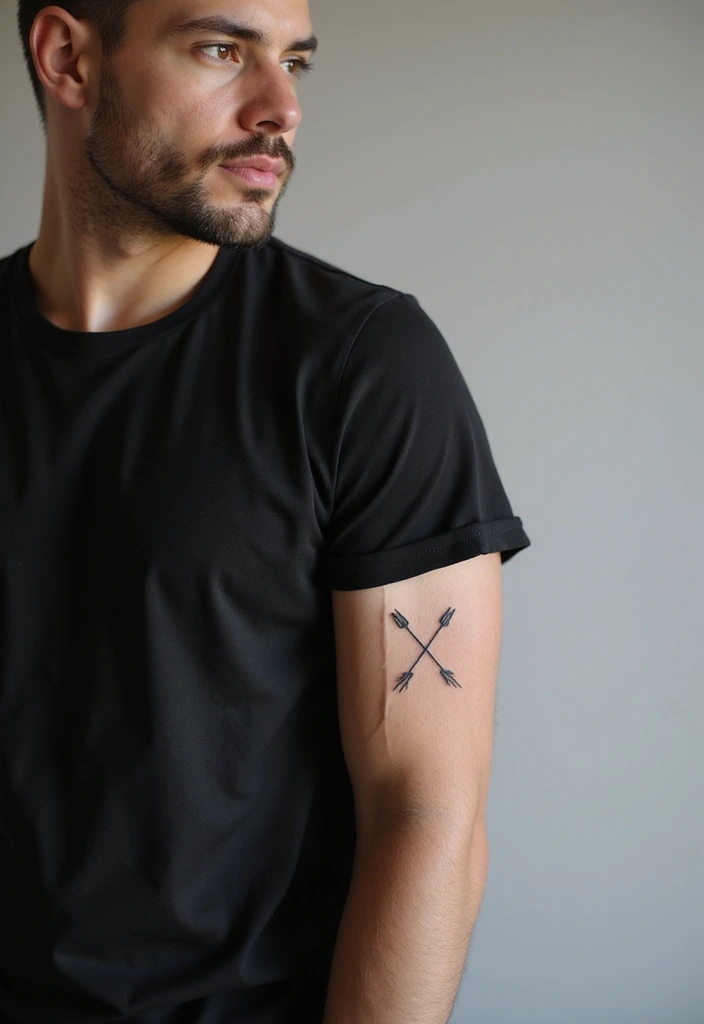 30 Shoulder Tattoos for Men with Meaningful Designs - 28. Crossed Arrows: Friendship and Unity