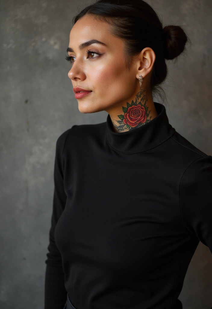 30 Spiritual Neck Tattoos with Deep Symbolism - 28. The Rose