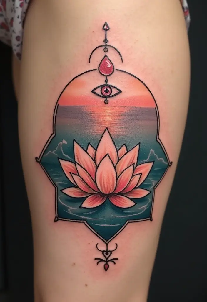 30 Strength Lotus Flower Tattoo Meaning and Designs - 28. Trusting Your Intuition: Following Your Heart