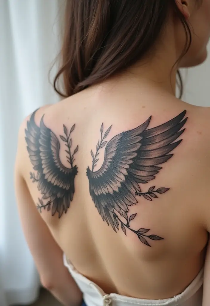 30 Shoulder Wing Tattoo Ideas with Angelic Inspiration - 28. Wings with Nature Elements