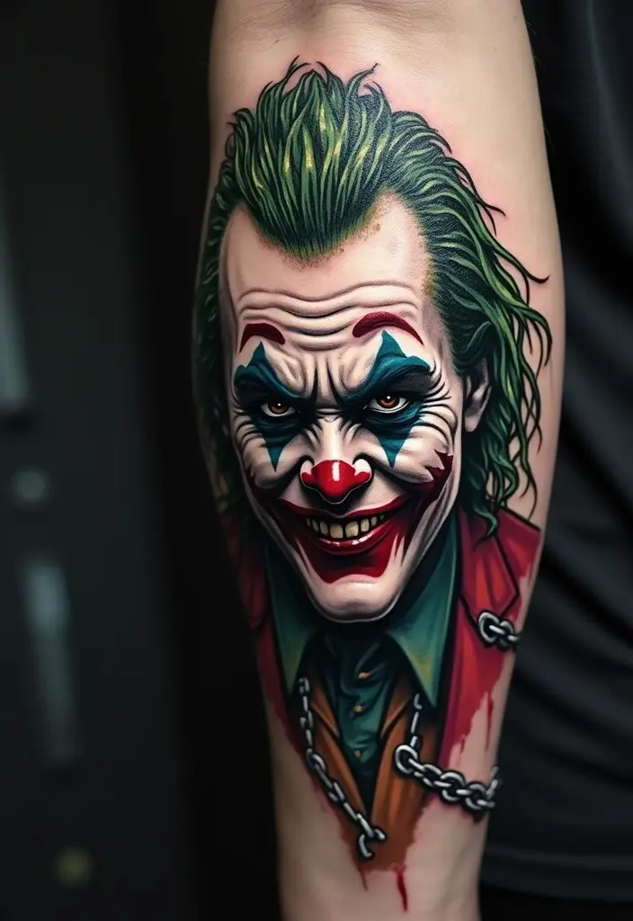 30 The Joker Tattoo Meaning and Unique Designs - 28. The Joker with Chains