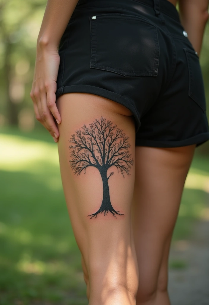 30 Tree Leg Tattoo Designs for Nature-Inspired Ink - 28. Three Generations Tree