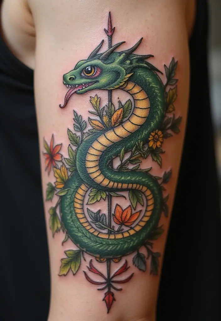 30 Viking Snake Tattoo Designs with Norse Symbolism - 28. The Healing Serpent