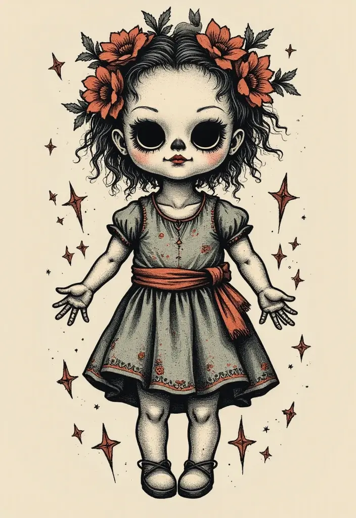 30 Voodoo Doll Tattoos with Dark and Mysterious Designs - 28. Voodoo Dolls in Timeless Styles