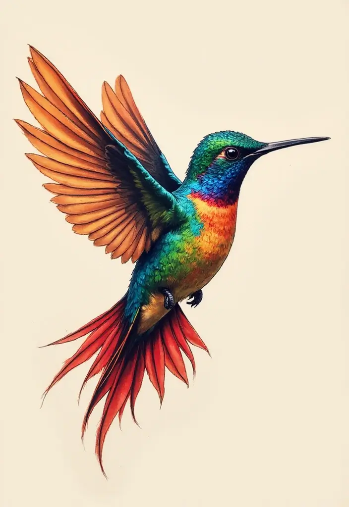 30 3D Hummingbird Tattoos That Feel Lifelike - 29. The Dance of Life