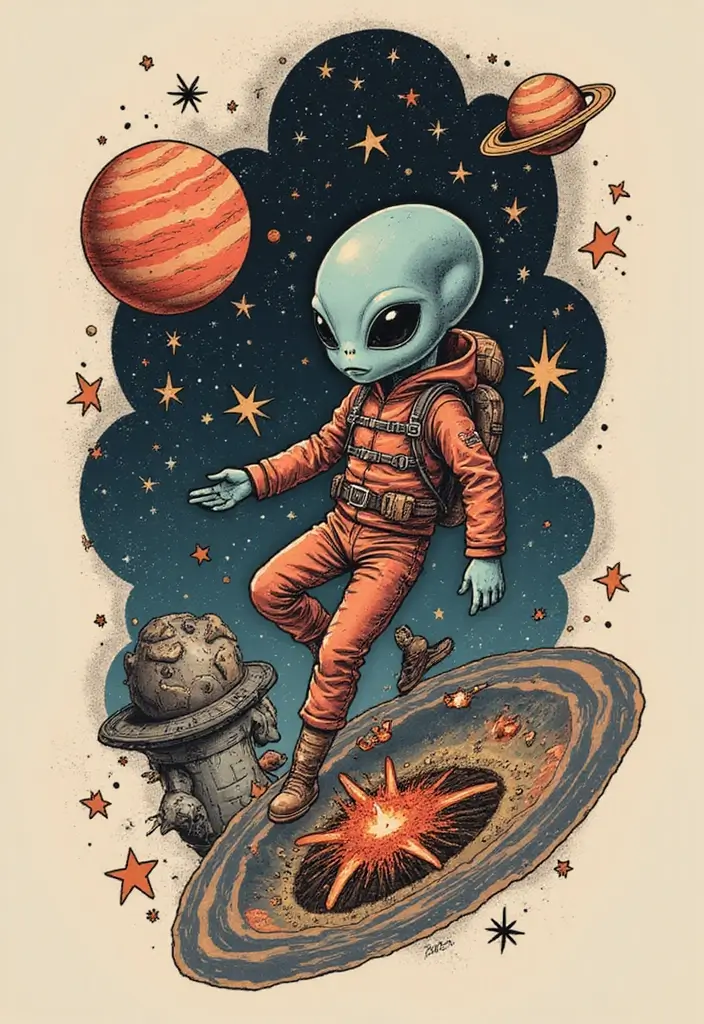 30 Alien Tattoo Meaning and Out-of-This-World Designs - 30. The Celestial Navigator