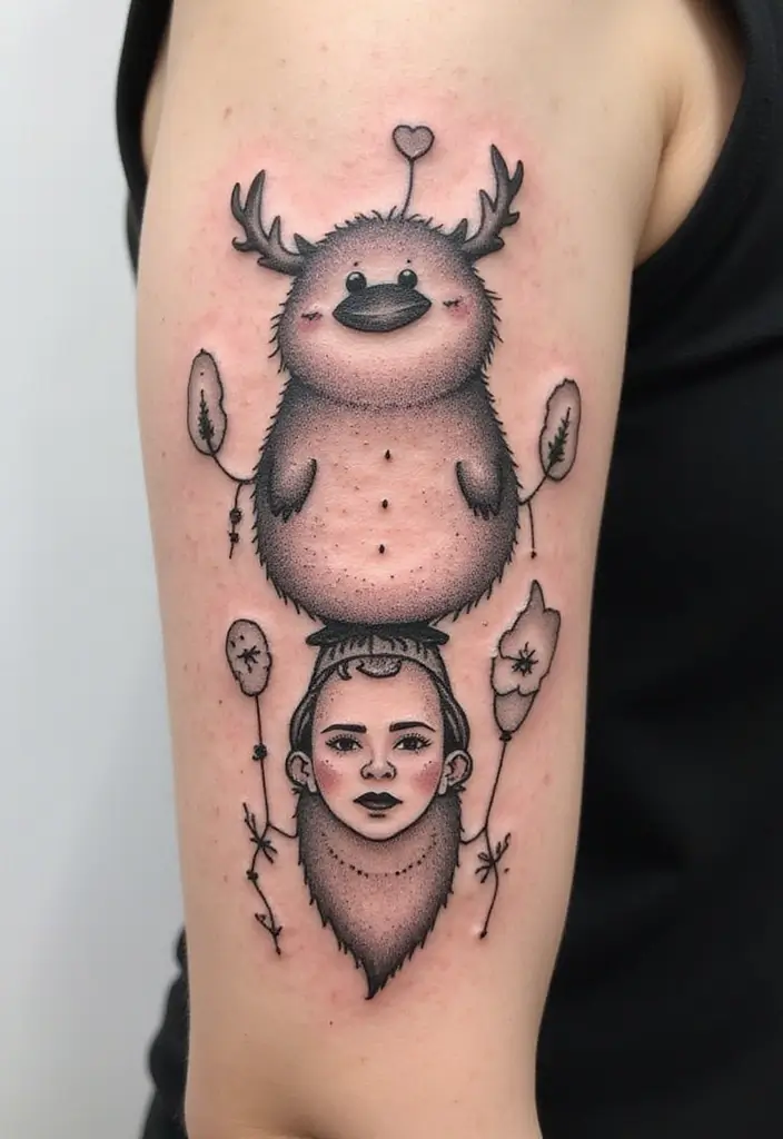 30 Blackwork Tattoo Ideas That Are Bold and Artistic - 29. Whimsical Designs
