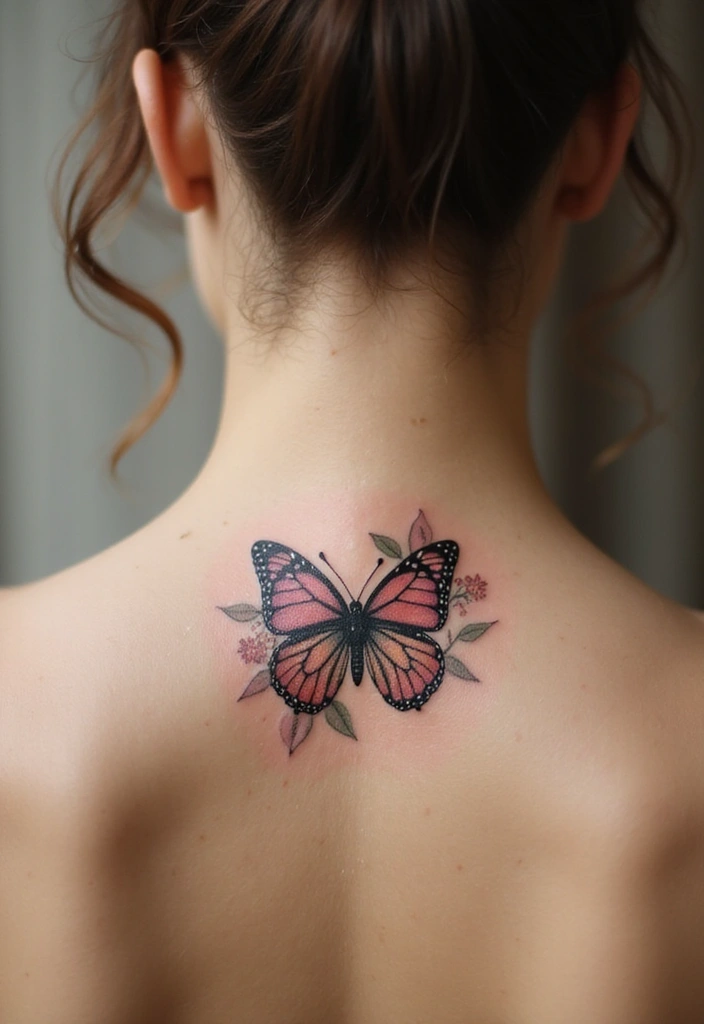 30 Butterfly Tattoo Placement Ideas That Enhance Beauty - 29. On the Back of the Neck: A Soft Touch