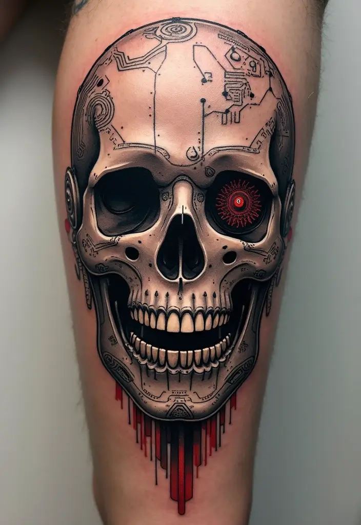 30 Calavera Tattoo Inspirations for Day of the Dead - 29. Tech-Inspired