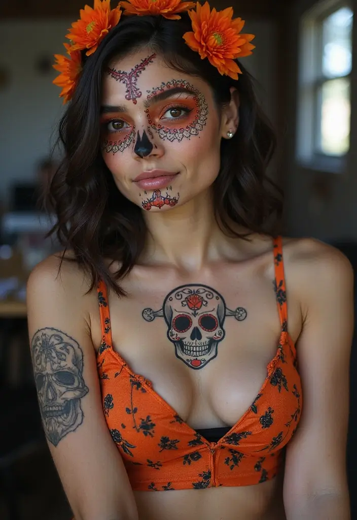 30 Candy Skull Tattoo Meaning and Creative Designs - 29. The Community Aspect of Candy Skull Tattoos
