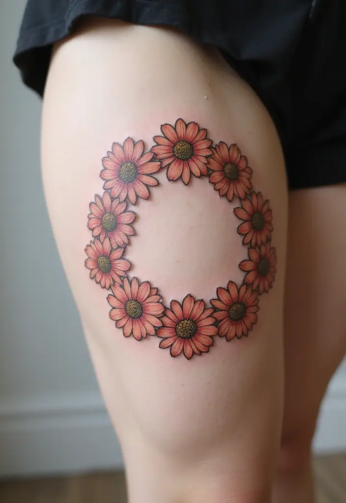 30 Daisy Tattoo Ideas for a Fresh and Delicate Design - 29. Daisies in a Circle of Life
