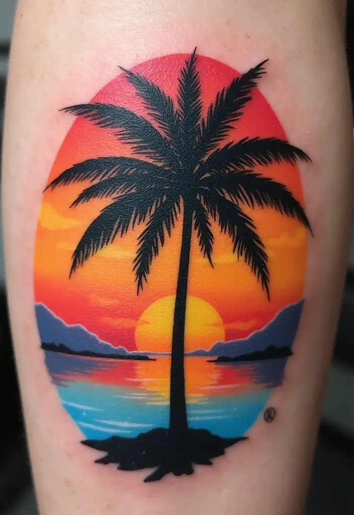 30 Dreamer Tattoo Meaning and Inspirational Designs - 29. Palm Tree Tattoos - Relaxation and Adventure