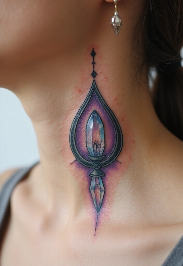 30 Empty Teardrop Tattoo Meaning and Design Ideas - 30. Teardrop with a Crystal