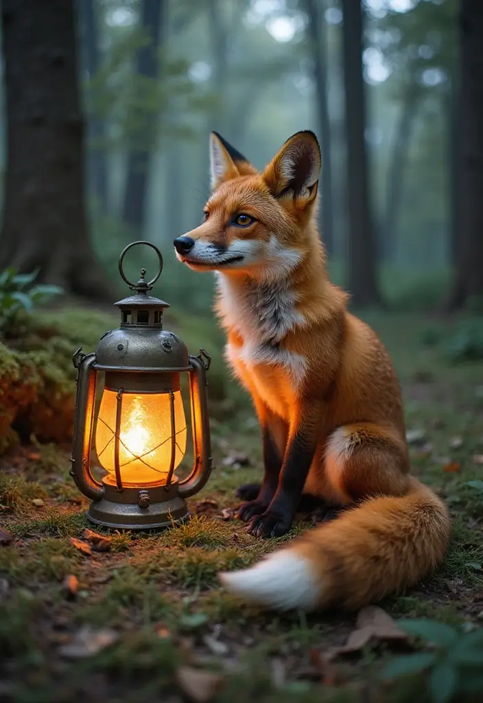 30 Fox Tattoos for Women That Highlight Feminine Energy - 29. Fox with Lantern Tattoo