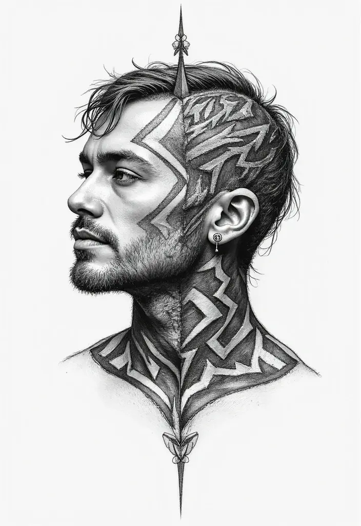 30 Geometric Head Tattoo Ideas for Bold Expression - 29. Geometric Crosshatch Designs