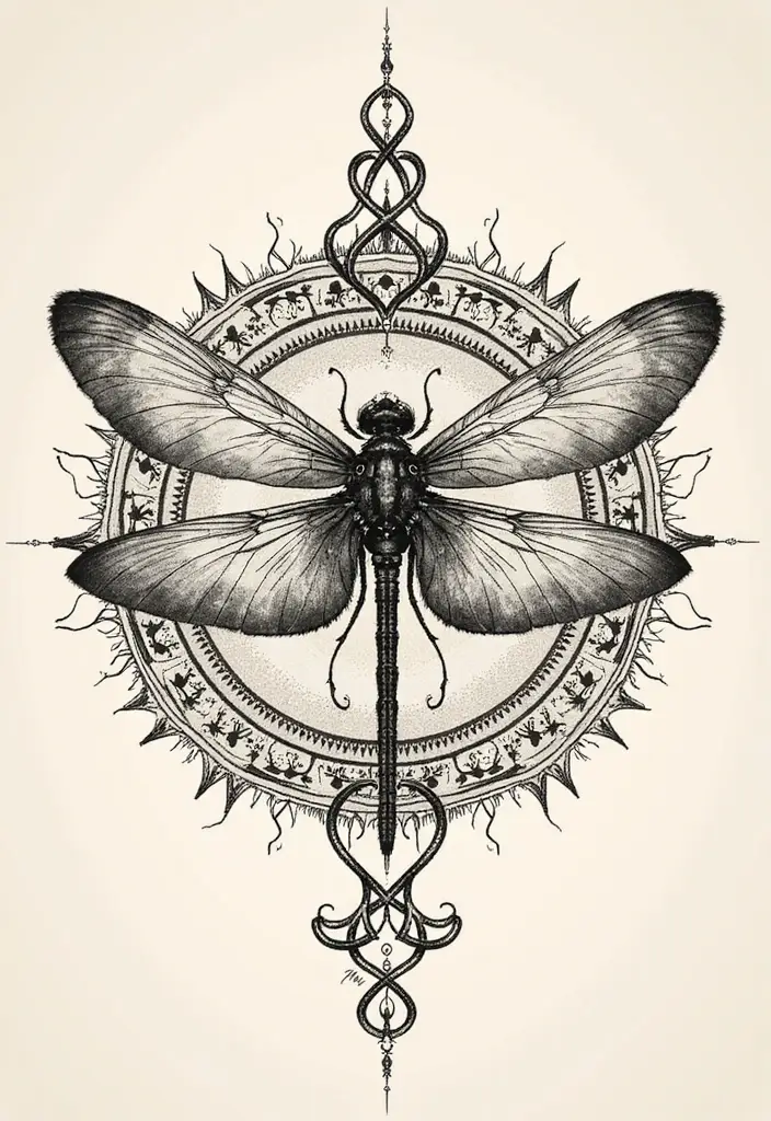 30 Infinity Dragonfly Tattoo Designs with Meaning - 29. Spiritual Essence Infinity Dragonfly