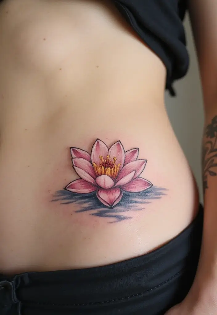 30 Lily Tattoos for Men That Balance Strength and Elegance - 29. Floating Lily Design