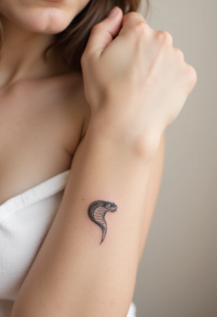 30 Minimalist Small Snake Tattoo Inspirations for Nature Lovers - 29. The Minimalist Snake Head