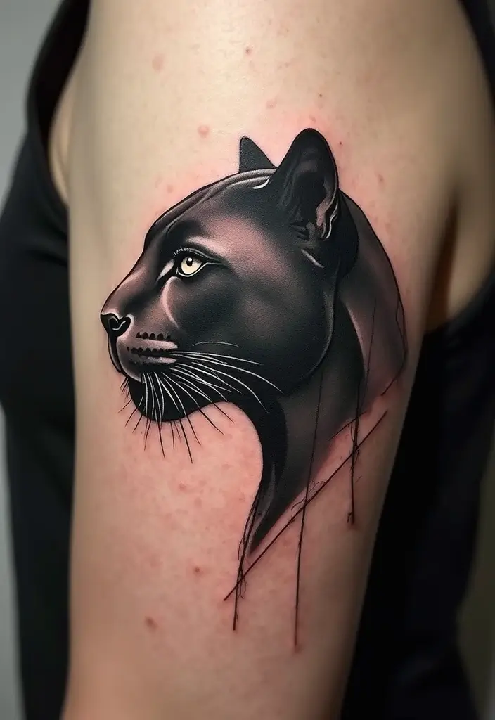 30 Panther Tattoo Designs That Represent Power and Mystery - 29. Abstract Panther Profile
