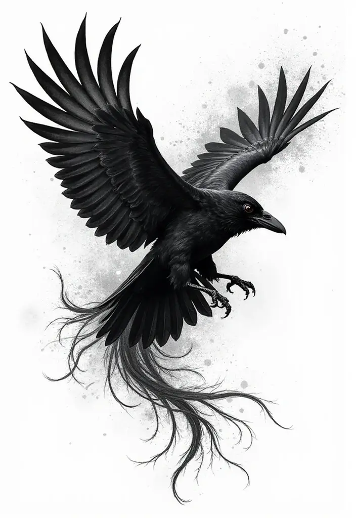 30 Raven Tattoo Shoulder Designs That Look Powerful - 29. Raven and Wind