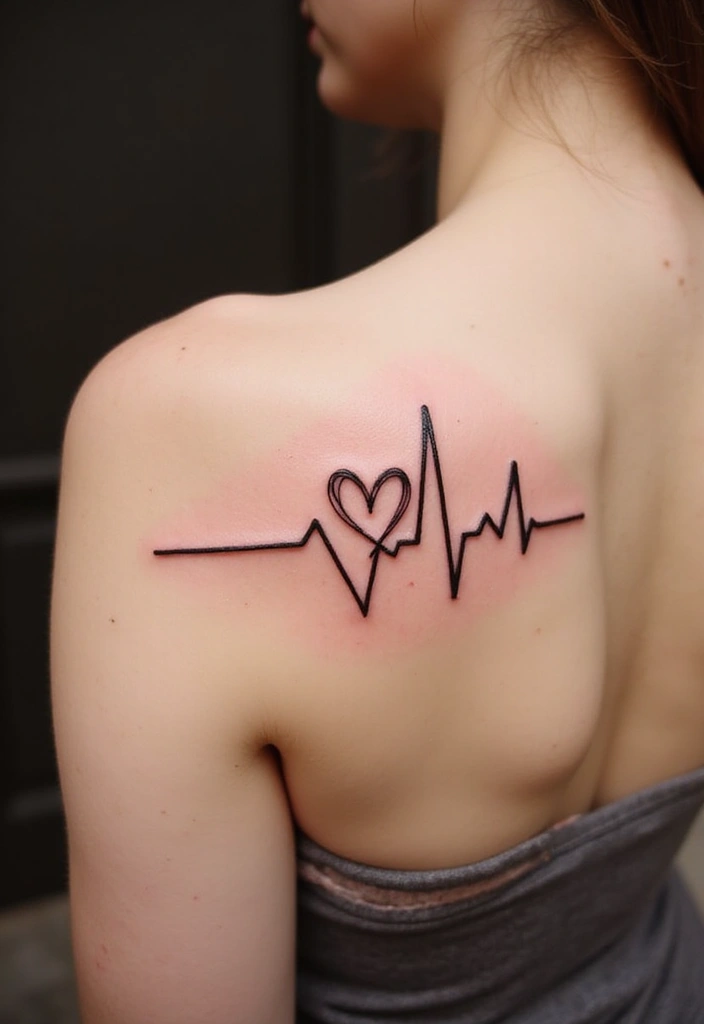 30 Shoulder and Back Tattoos for Guys with Masculine Energy - 29. The Heartbeat