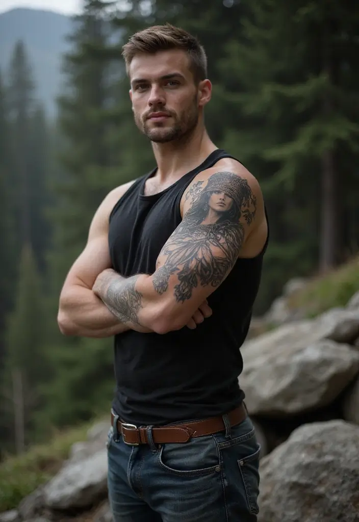 30 Shoulder Tattoos for Men with Meaningful Designs - 29. Shield Maiden: Empowerment and Femininity