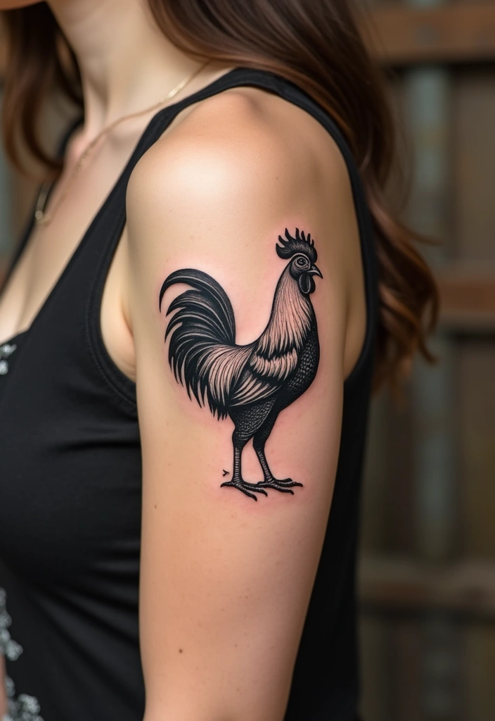30 Symbolic Bird Tattoos with Powerful Messages - 29. The Noble Rooster