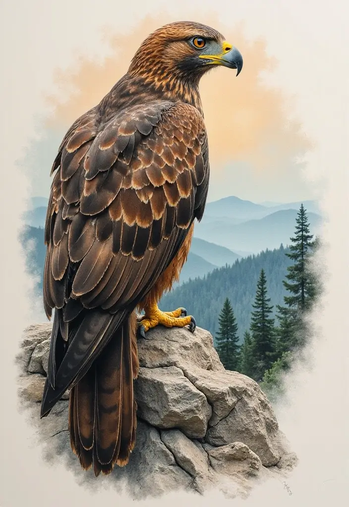 30 Hawk Tattoo Designs That Represent Vision and Strength - 29. Hawk on the Horizon