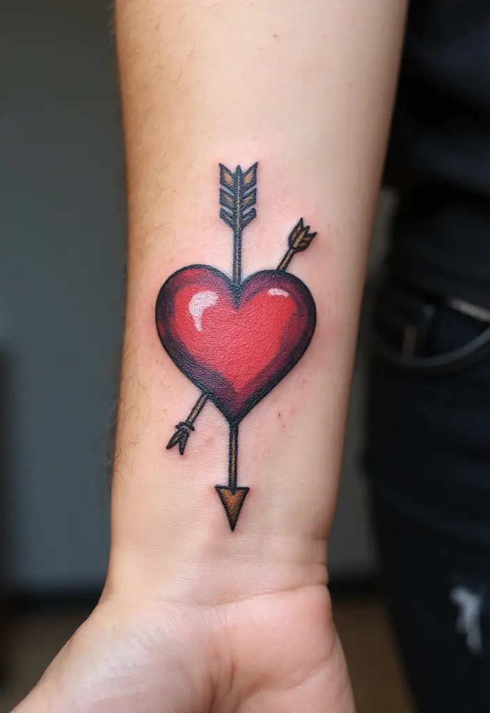 30 Unbreakable Bond Tattoo Inspirations Full of Emotion - 29. Heart and Arrow Tattoos