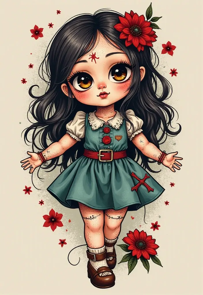 30 Voodoo Doll Tattoos with Dark and Mysterious Designs - 29. Interactive Voodoo Doll Tattoos