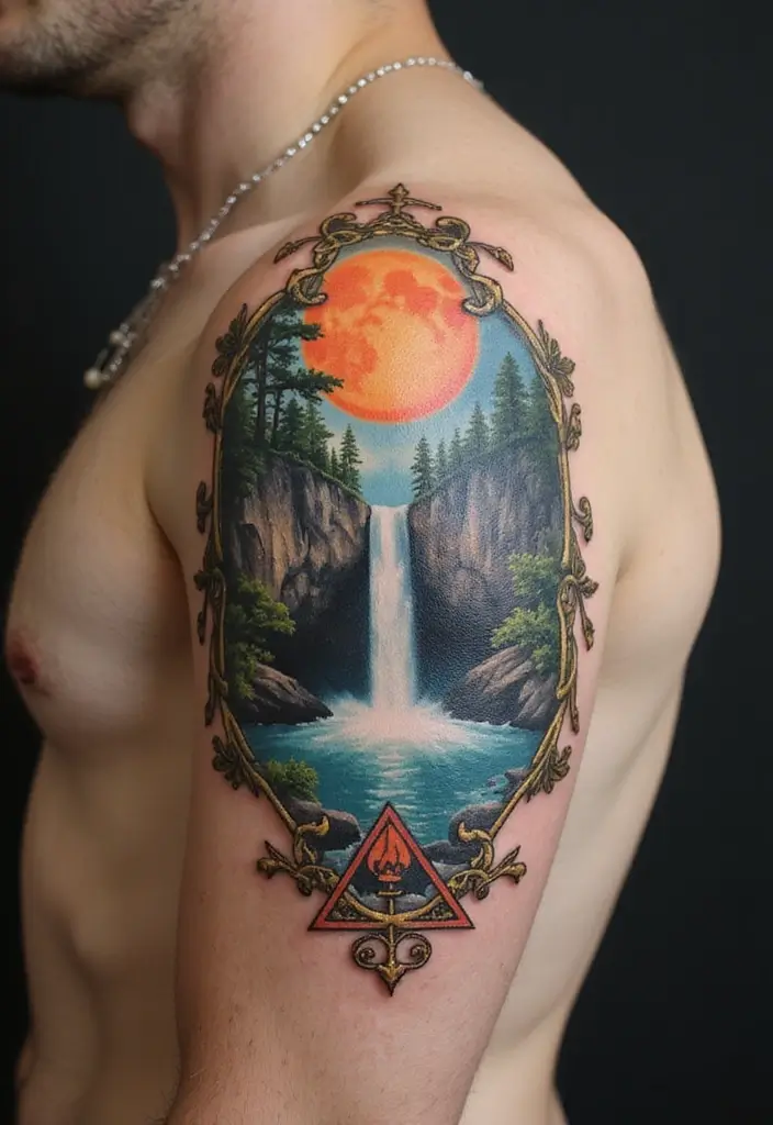30 Waterfall Tattoos That Flow with Beauty - 29. Emblematic Waterfalls