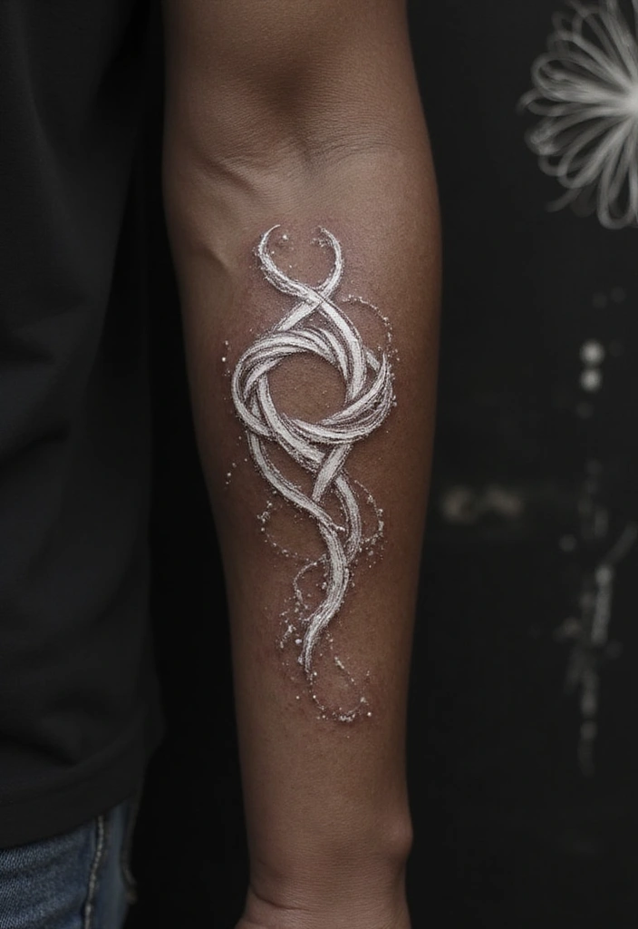 30 White Ink Tattoo Ideas on Dark Skin That Stand Out - 29. Continuous Lines