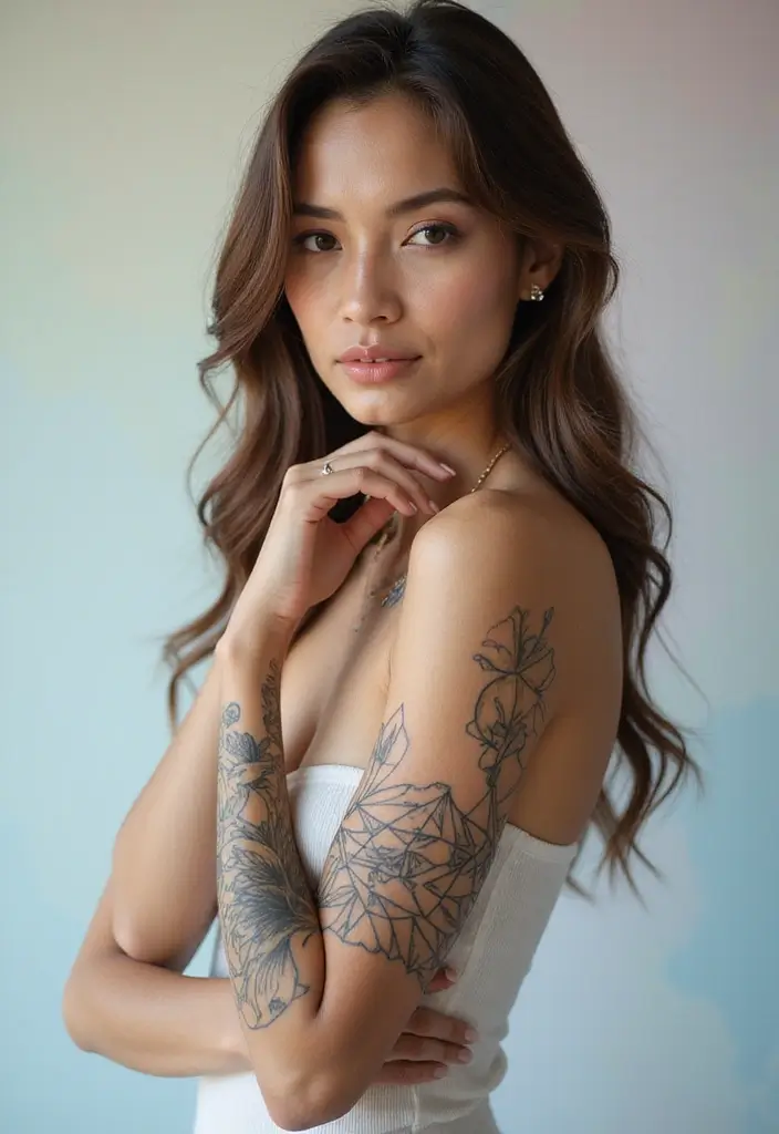 30 Arm Tattoos for Women with Stylish and Bold Looks - 2. Geometric Elegance
