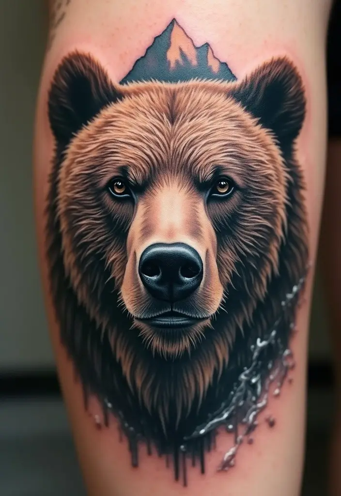 30 Bear Shoulder Tattoo Inspirations with Power and Strength - 2. Bear Gaze