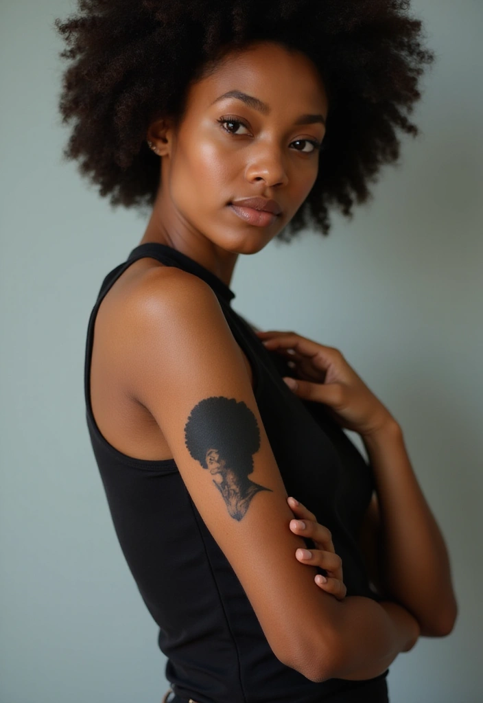 30 Black Hair Tattoos That Make a Bold Statement - 2. Afro Silhouette