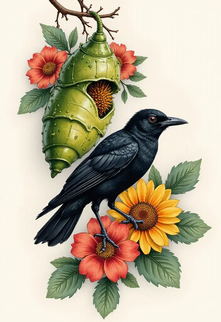 30 Blackbird Tattoo Meaning and Stunning Design Inspirations - 2. Transformation and Change