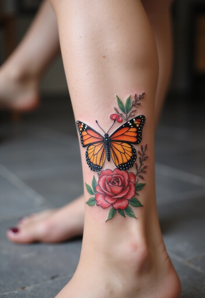 30 Butterfly Tattoo Placement Ideas That Enhance Beauty - 2. Ankle: Chic and Playful