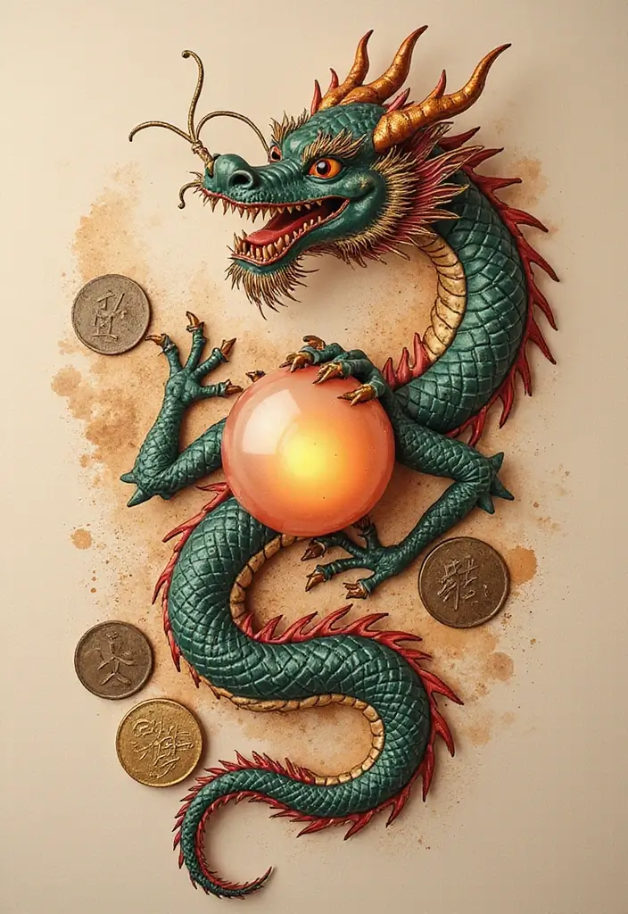 30 Chinese Dragon Tattoo Meaning and Artistic Designs - 2. Good Luck and Fortune