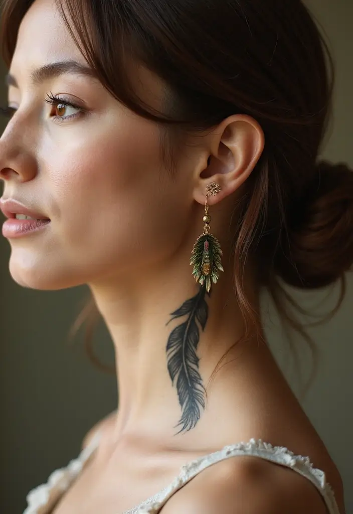 30 Feather Tattoo Behind Ear Meaning and Ideas - 2. Connection to Nature